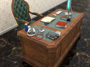 classic office working table set 3D 모델