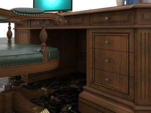 classic office working table set 3D Model