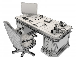 classic office working table set 3D Model