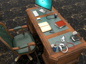classic office working table set 3D Model
