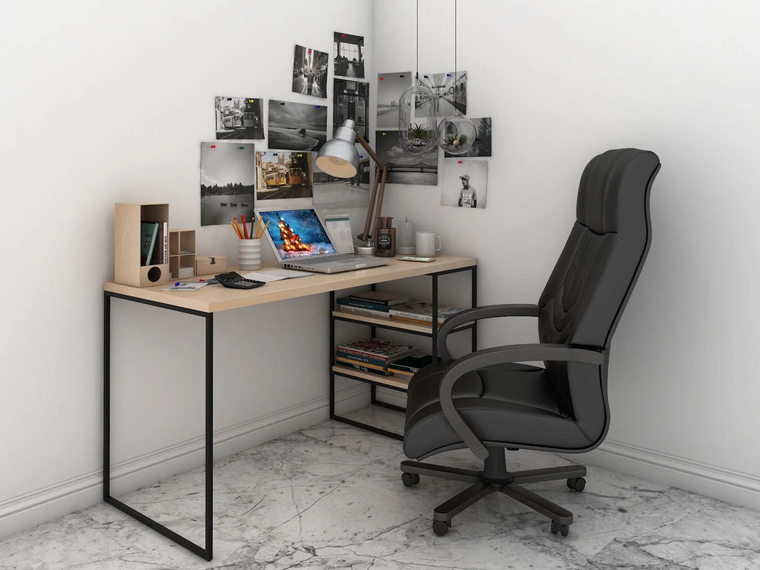 office working table set 3D Model .c4d .max .obj .3ds .fbx .stl .blend 