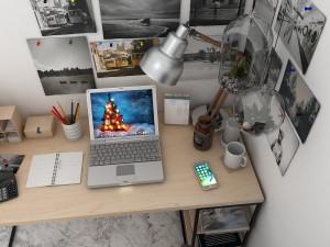 office working table set Modello 3D