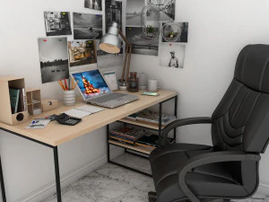 office working table set 3D Model