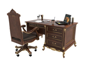classic carved office desk set Modello 3D