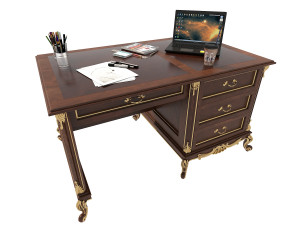 classic carved office desk set Modello 3D