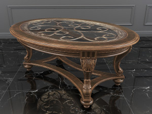 classic carving armchair and table 3D Model