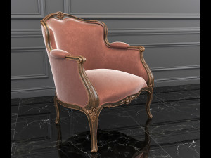 classic carving armchair and table 3D Model