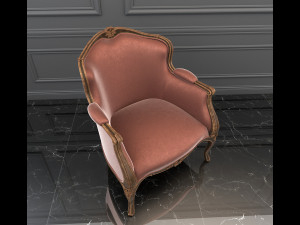 classic carving armchair and table 3D Model