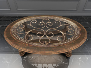 classic carving armchair and table 3D Model