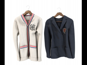 sweater and coat on hanger Model 3D