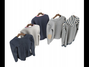 sweater and coat on hanger Model 3D
