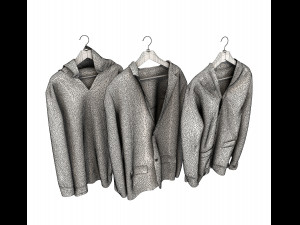 sweater and coat on hanger Model 3D