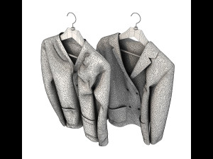 sweater and coat on hanger Model 3D