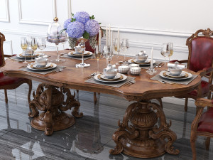 carved tables and chairs european style 3D 模型