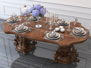 carved tables and chairs european style 3D 模型