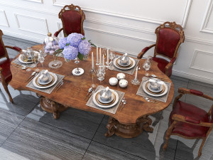 carved tables and chairs european style 3D 模型