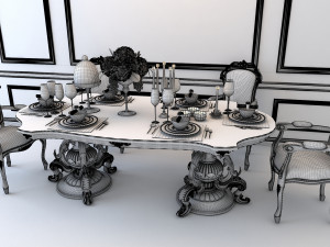 carved tables and chairs european style 3D 模型