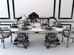 carved tables and chairs european style 3D 模型