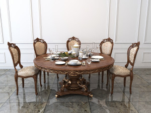 classic carving dinning set 3D Model