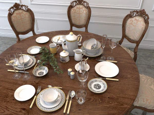classic carving dinning set 3D Model