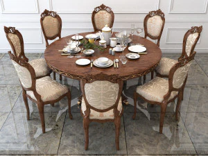 classic carving dinning set 3D Model