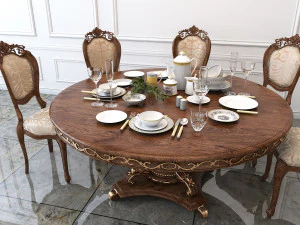 classic carving dinning set 3D Model