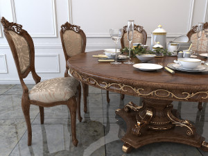 classic carving dinning set Model 3D