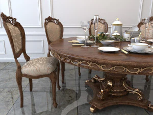 classic carving dinning set 3D Model