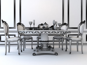 classic carving dinning set Model 3D