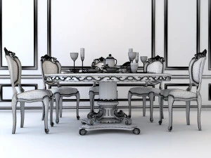 classic carving dinning set 3D Model