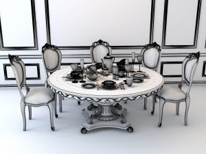 classic carving dinning set Model 3D