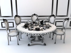 classic carving dinning set 3D Model