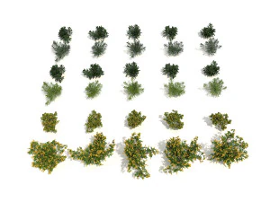 realistic shrub bush set 2 3D Model