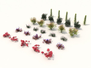 realistic shrub bush set 3 3D Model
