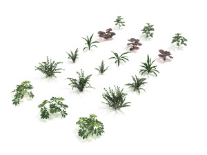 realistic shrub bush set 4 3Dモデル