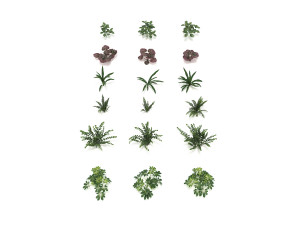 realistic shrub bush set 4 3Dモデル