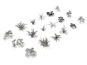 realistic shrub bush set 4 3Dモデル