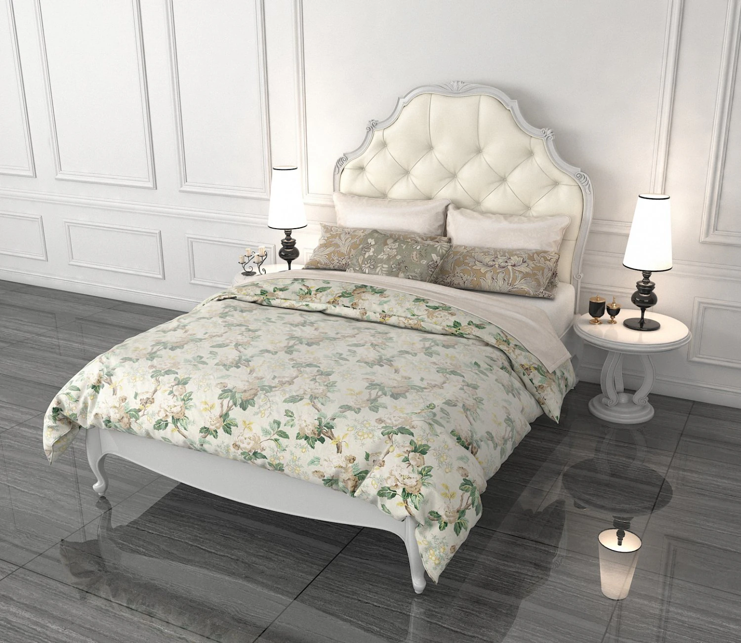 classic bed 4 3D Model .c4d .max .obj .3ds .fbx .stl .blend