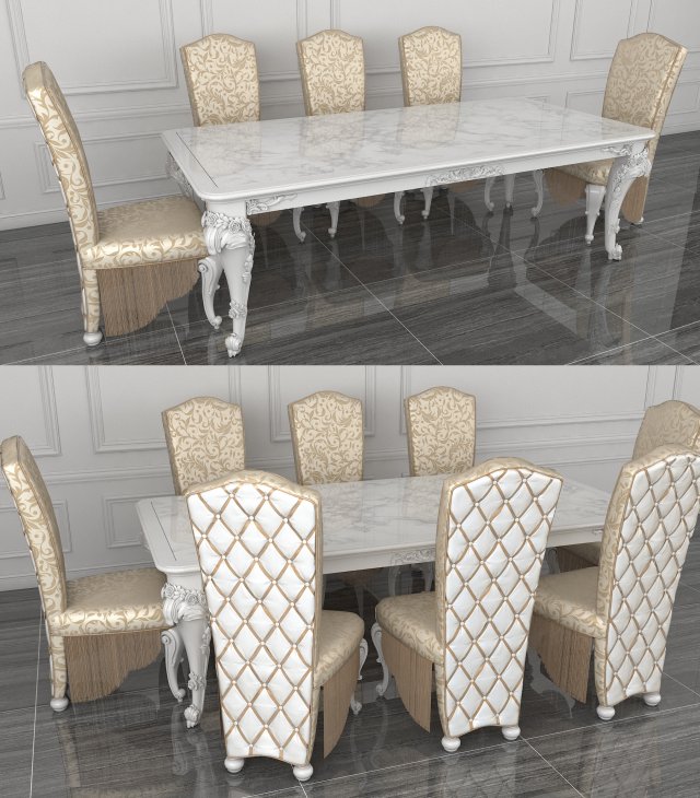 classic dinning set 3D Model .c4d .max .obj .3ds .fbx .stl .blend 