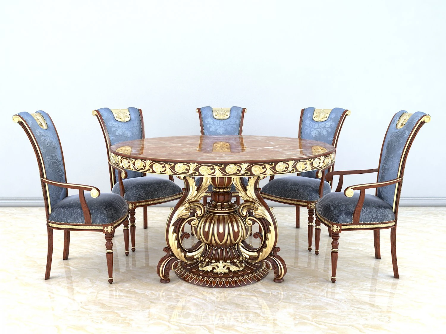 classic dinning table chair set 2 3D Model .c4d .max .obj .3ds .fbx .stl .blend 