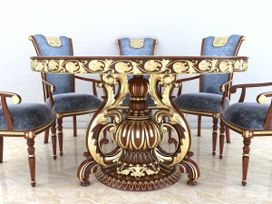 classic dinning table chair set 2 3D 模型