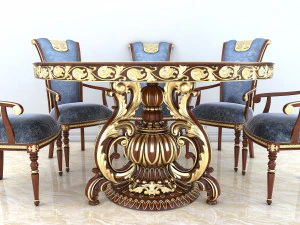 classic dinning table chair set 2 3D Model
