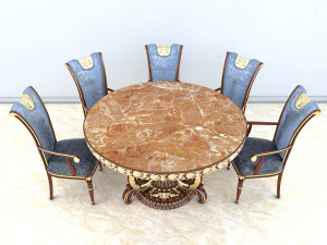 classic dinning table chair set 2 3D Model