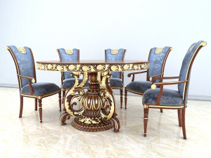 classic dinning table chair set 2 3D 模型