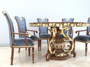 classic dinning table chair set 2 3D 模型