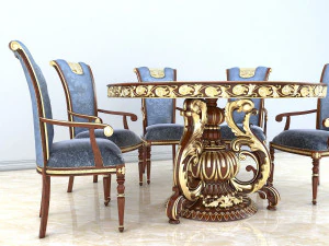 classic dinning table chair set 2 3D Model