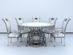 classic dinning table chair set 2 3D 模型