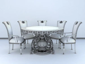classic dinning table chair set 2 3D Model