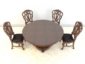 classic carved dinning set 2 3D 模型
