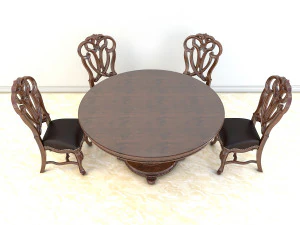 classic carved dinning set 2 3D Model
